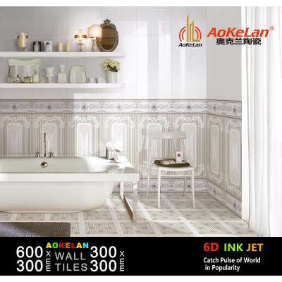 300X600mm 6D Ink-Jet Interior Ceramic Wall Tile for Bathroom Decoration